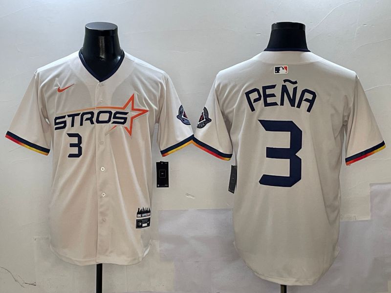 Men Houston Astros #3 Pena Cream Three generations Joint Name 2025 Nike MLB Jersey style 4111